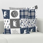 Navy and Grey Fearfully and Wonderfully Made  - Patchwork woodland quilt top  (90)