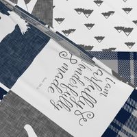 Navy and Grey Fearfully and Wonderfully Made  - Patchwork woodland quilt top  (90)