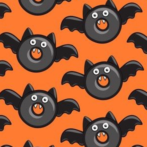 bat - vampire - halloween donuts on orange