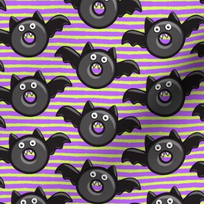 bat - vampire - halloween donuts on purple and green stripes