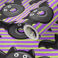 bat - vampire - halloween donuts on purple and green stripes