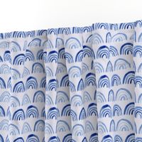 Watercolor archs on blue || abstract painted pattern