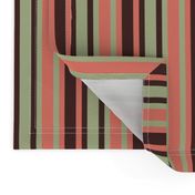 BNS1 - Variegated Stripes in Moss Green - Orange Coral Pastel - Brown