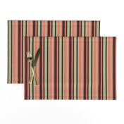 BNS1 - Variegated Stripes in Moss Green - Orange Coral Pastel - Brown