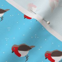 Winter wonderland red robin birds in snow blue red boys  SMALL
