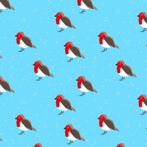Winter wonderland red robin birds in snow blue red boys  SMALL