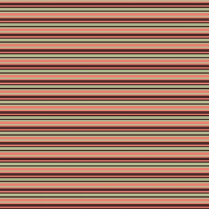 BNS1 - Narrow Crosswise Stripe in Moss Green - Chocolate Brown - Orange Coral Pastel