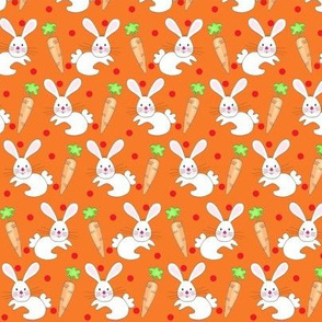 Little One / Baby Bunny n Carrot  -orange / red dots