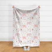 pink blush floral elephant with gold pink flowers - large 11 inch wide elephatn