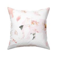 pink blush floral elephant with gold pink flowers - large 11 inch wide elephatn