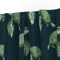 Quiet Sea Turtles on Teal - Larger Scale