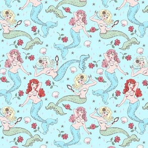 Mermaids and Roses-Aqua-TINY