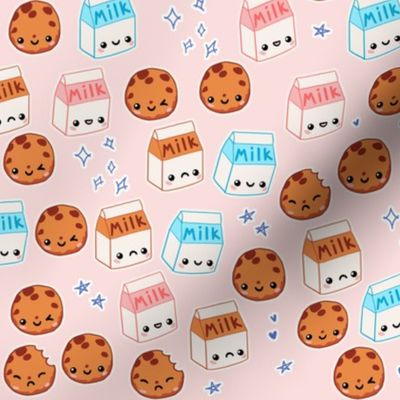Milk n Cookies on Pink - Kawaii Foods