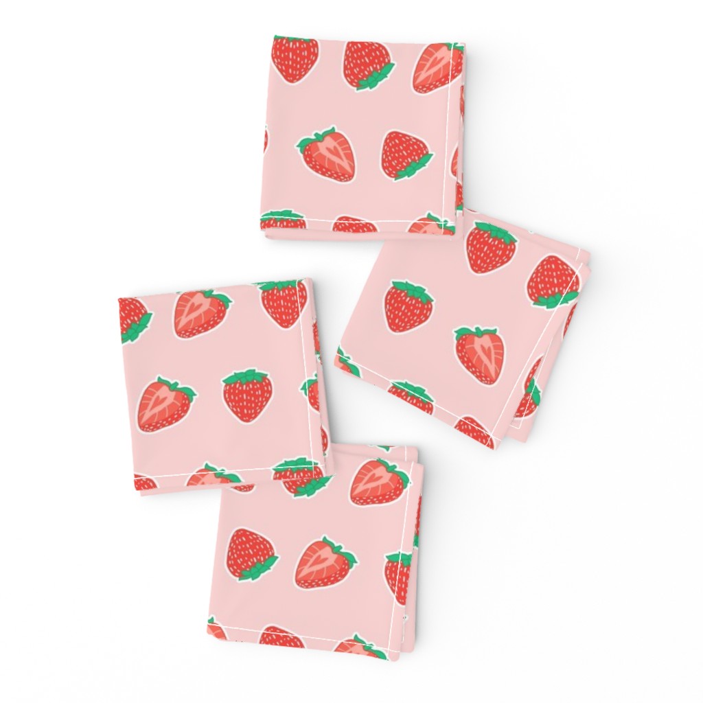 Kawaii Strawberries on Pink