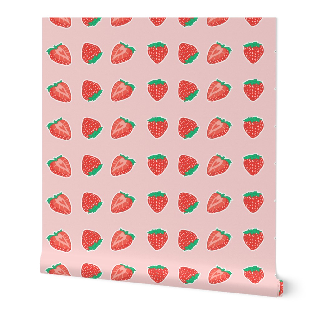 Kawaii Strawberries on Pink