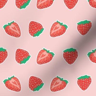 Kawaii Strawberries on Pink