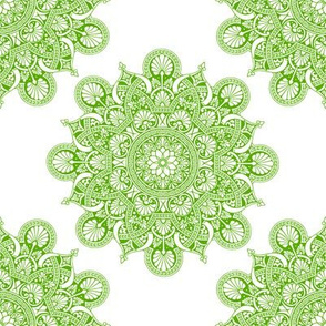 fortune mandala yellow green #82dd01 white ground