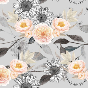 Peach Blooms on the Grey