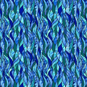 Stained Glass Waves—blue, small