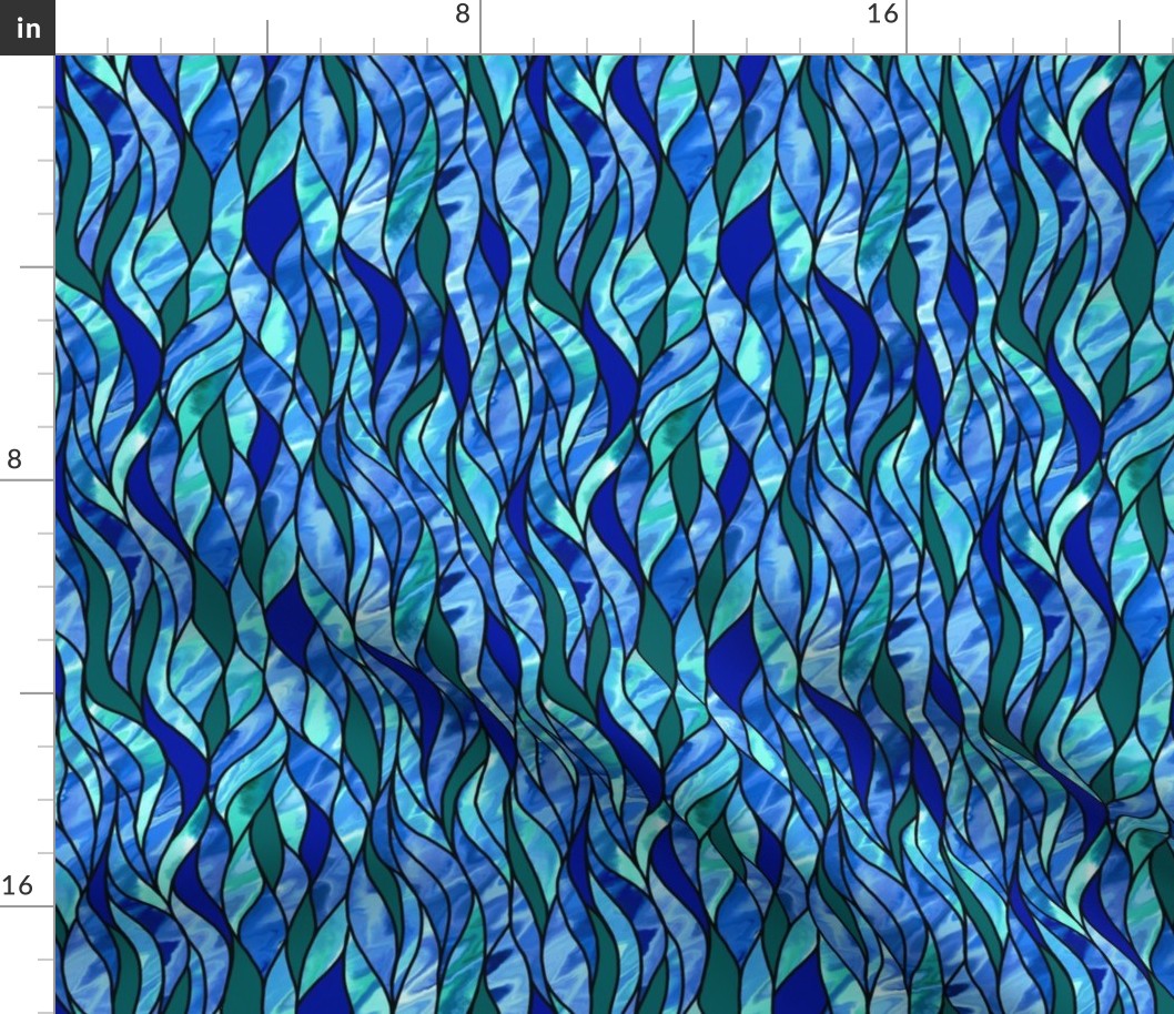 Stained Glass Waves—blue, small