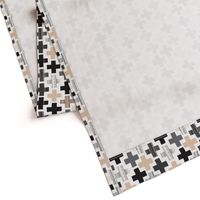 Gender neutral beige plus sign plus cross geometric modern aztec patterns rotated