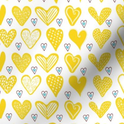 Yellow Doodle Hearts