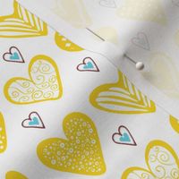 Yellow Doodle Hearts