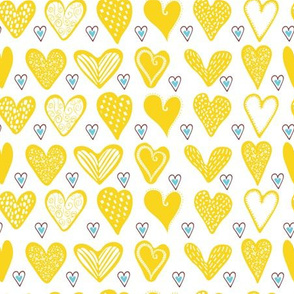 Yellow Doodle Hearts