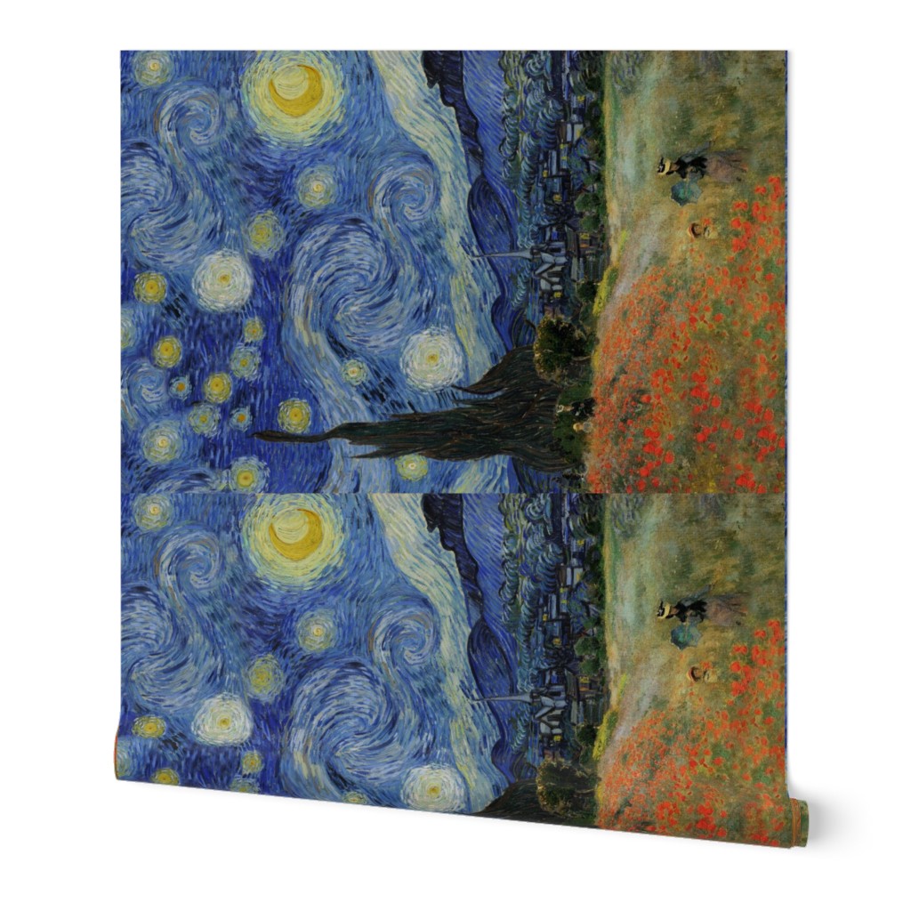 Tea Towel | Monet's Poppies + Starry Night Collage 2.0 