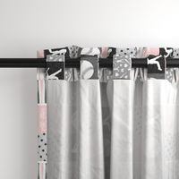 (3" scale) All- star - pink and grey baseball patchwork wholecloth (90)