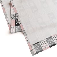 (3" scale) All- star - pink and grey baseball patchwork wholecloth (90)