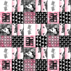 (3" small scale) Motocross Patchwork - Stay Wild - Pink (90) 