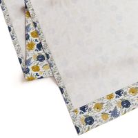 Sm/Med Scale "Navy & Mustard" Floral on Gray Stripes