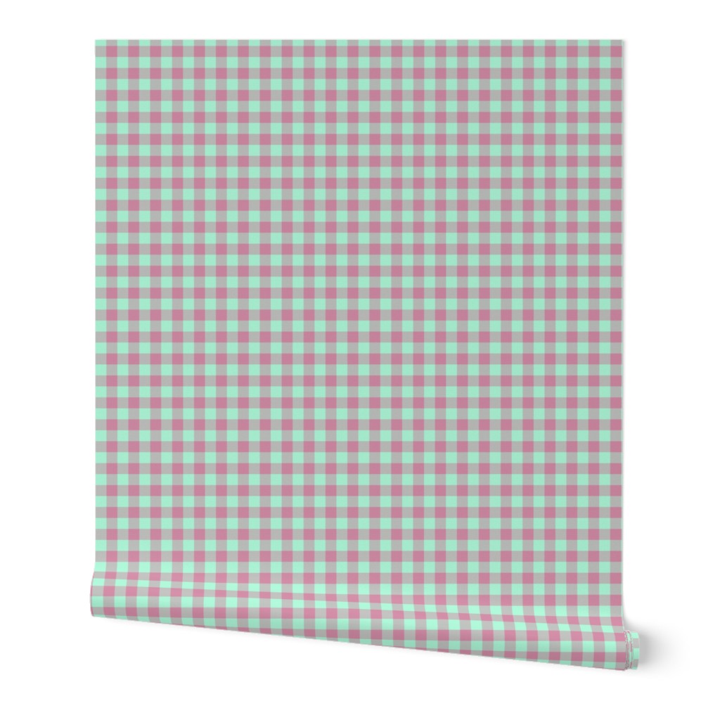 JP28 - Tiny Creamed Raspberry Pink and Minty Green buffalo plaid