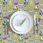 Halloween Fall Cupcakes on Olive Green