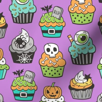 Halloween Fall Cupcakes on Purple