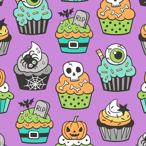 Halloween Fall Cupcakes on Purple