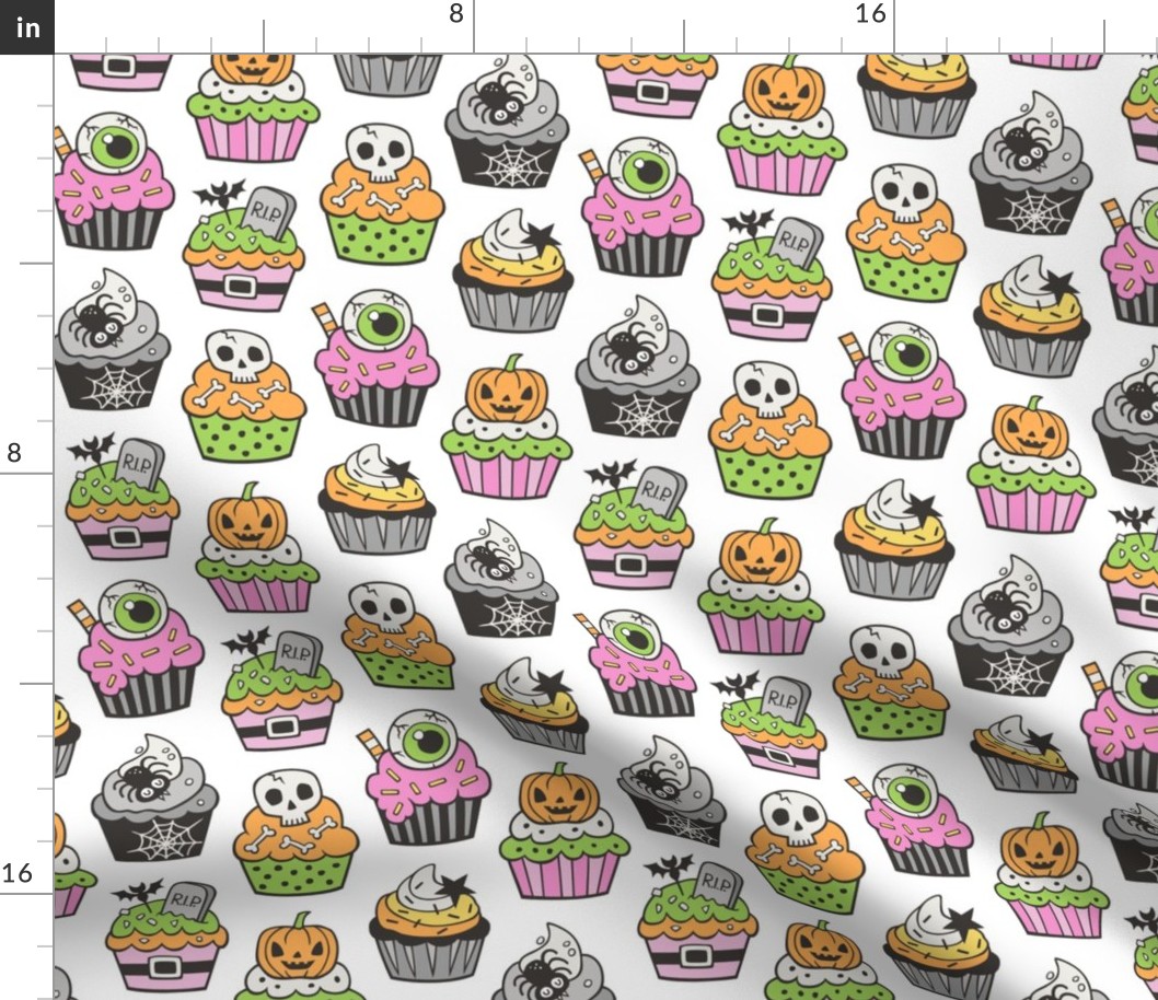 Halloween Fall Cupcakes Pink on White