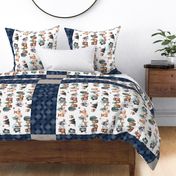 54”x36” MINKY Panel – Woodland Critters Blanket, Nursery Bedding, Bear Moose Wolf Raccoon Fox Pine Trees, FABRIC REQUIRED IS 54” or WIDER