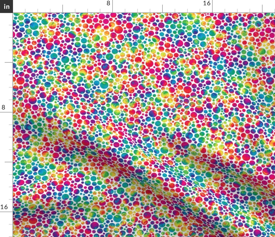 crazy rainbow dots on white - half size