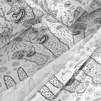 Pickle Boy and the Sandwiches toile, black and white, fat quarter