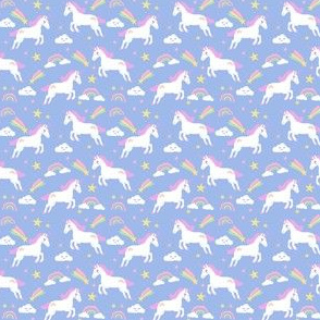 unicorn bright colors fabric rainbow clouds stars cute girls unicorn fabric pink- MICRO print