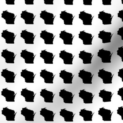 itty bitty 1.25" Wisconsin silhouettes, black and white