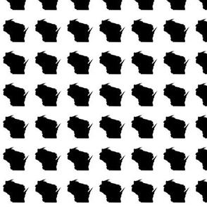 itty bitty 1.25" Wisconsin silhouettes, black and white