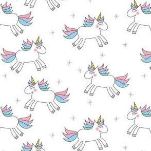 rainbow unicorns on white