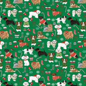 SMALL - dog christmas fabric - dogs in ugly sweaters, christmas, xmas, holiday design