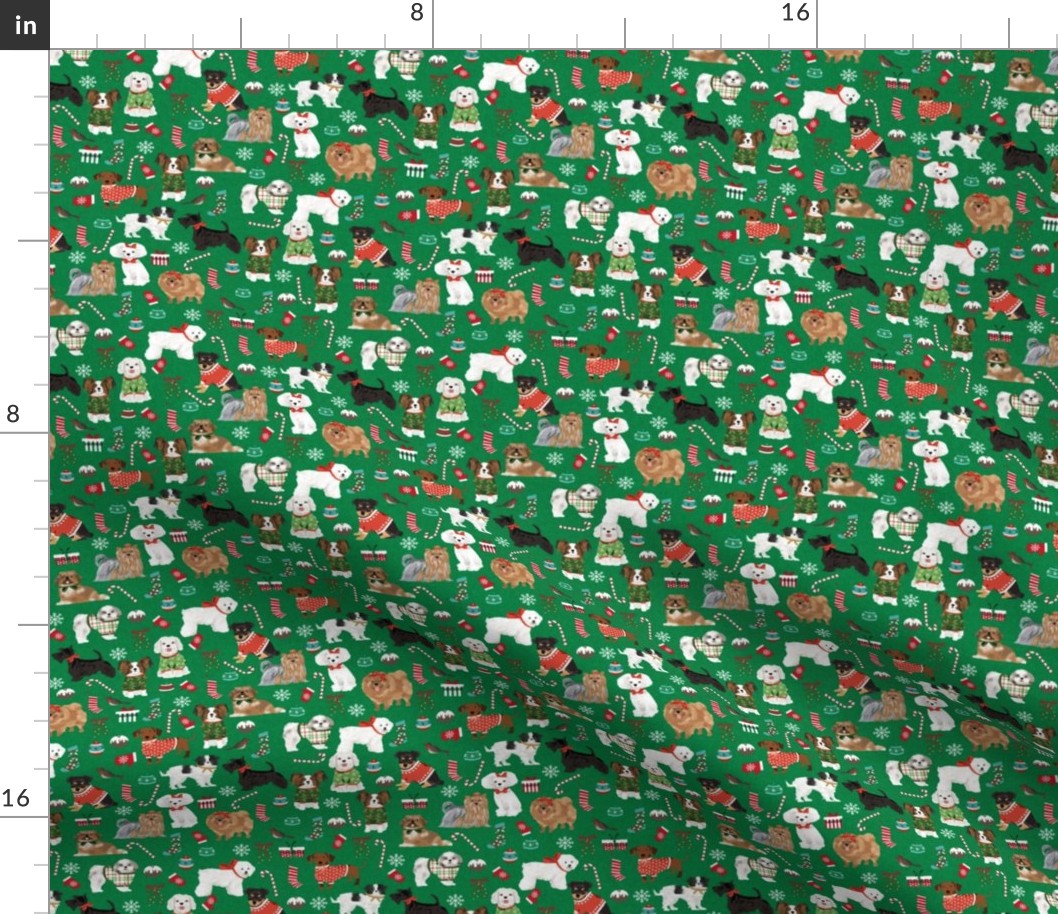 SMALL - dog christmas fabric - dogs in ugly sweaters, christmas, xmas, holiday design