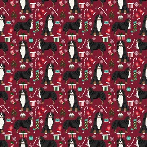 SMALL - Bernese Mountain Dog christmas fabric - cute dog breed design with presents, candy canes, food, xmas holiday fabric