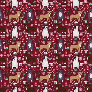SMALL - Pitbull christmas fabric - cute dog breed design with presents, candy canes, food, xmas holiday fabric
