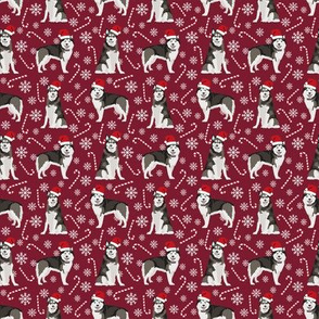 SMALL - Alaskan Malamute christmas fabric - cute dog breed design with presents, candy canes, food, xmas holiday fabric